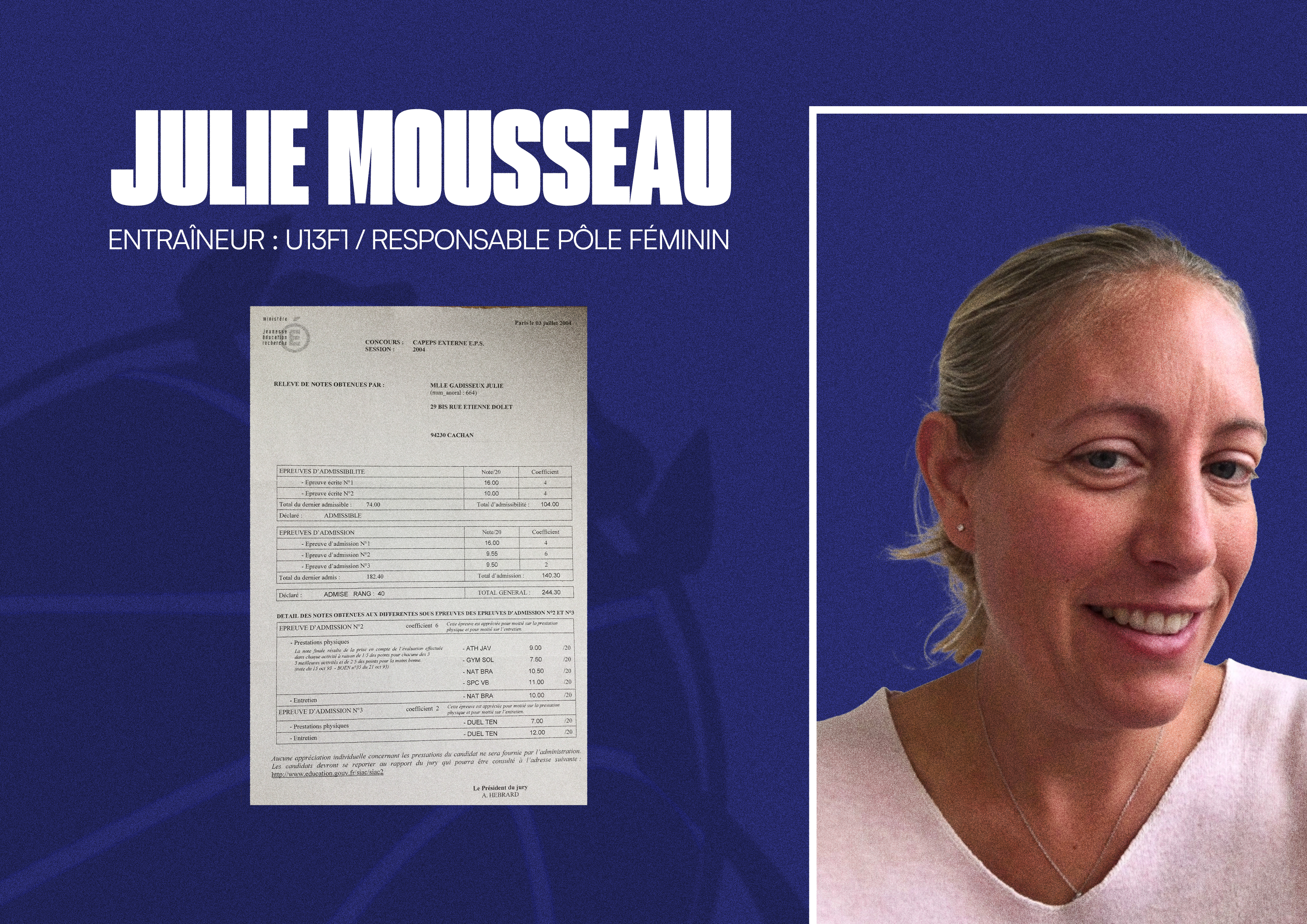 Diplômes – Julie Mousseau – CAL Basket